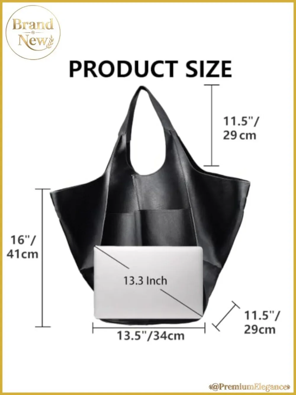 Oversized Leather Hobo Tote Bag Huge Capacity Work PU Leather